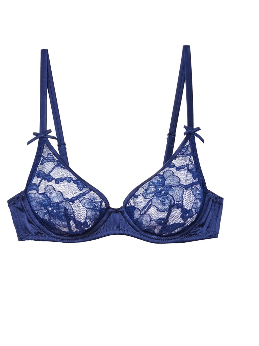 Fleur du Mal Sapphire Floral Lace Demi Bra